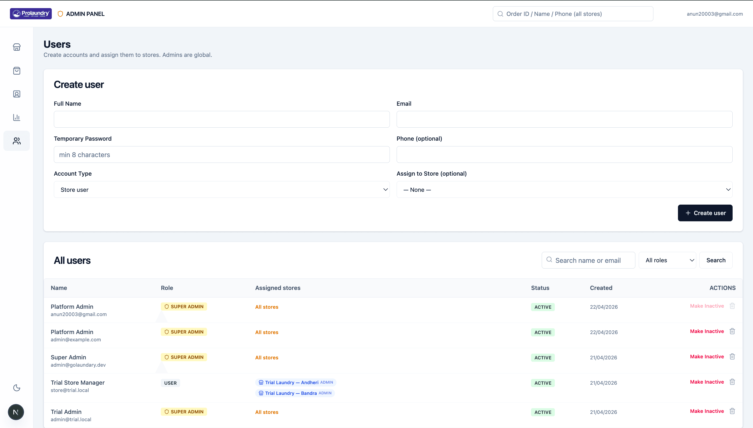 Role-based access for front desk and fulfillment teams